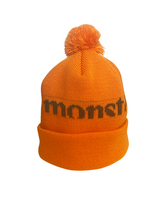 Stickad mössa med tofs Monster Orange
