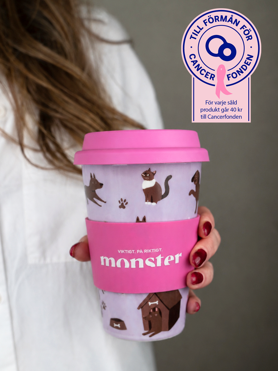 Take away-mugg - 40 kr går till Cancerfonden