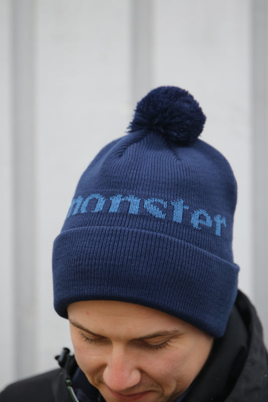 Stickad mössa med tofs Monster Navy