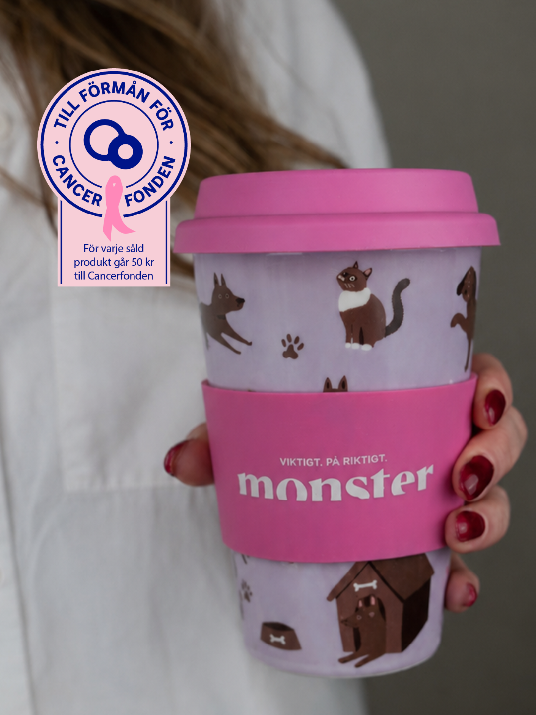 Take away-mugg - 40 kr går till Cancerfonden
